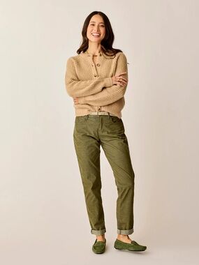 Carve Designs Carson Cord HI RISE High Rise Relaxed Slim Boyfriend Fir Green 6